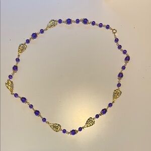 Trifari Regal Gold and Purple Gemstone Necklace